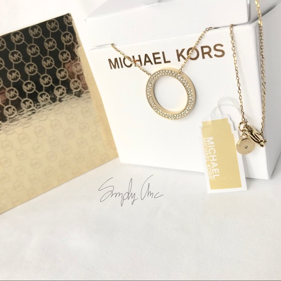 New authentic MK gold tone pave ring necklace - Picture 2 of 6